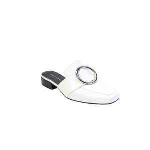Dorateymur Womens Block Heel Round Toe Leather Mules White Size 39